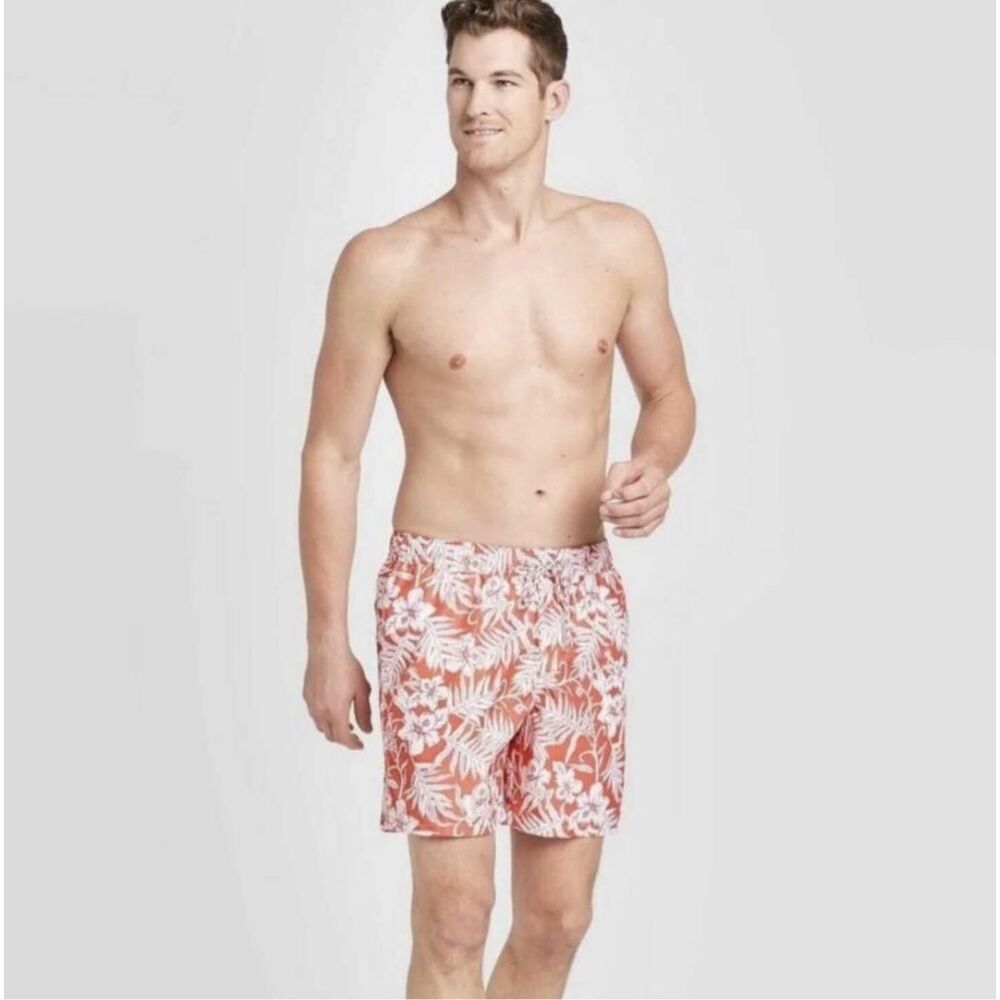 NWT Mens Goodfellow & Co 7” Tropical Print and Swim Trunks - SZ XXL